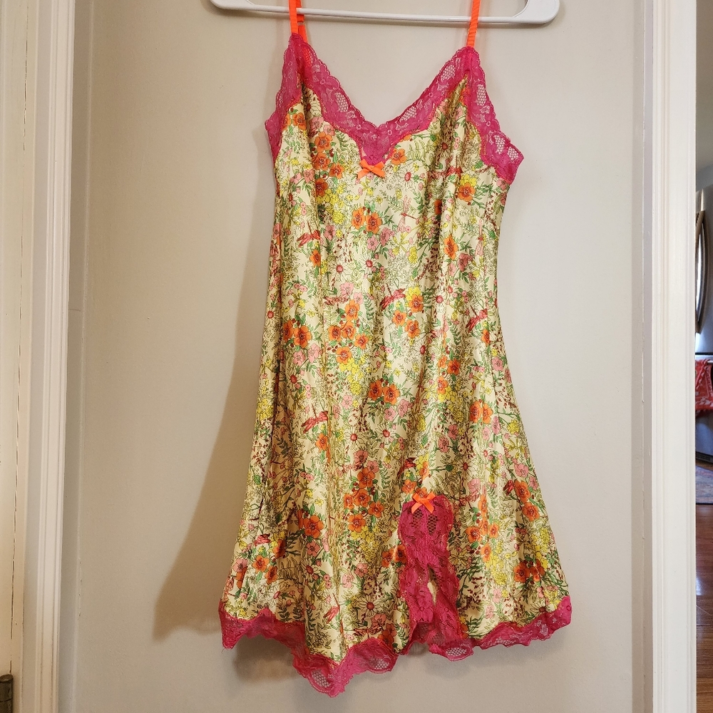 Victoria's Secret satin floral nightie, size medium